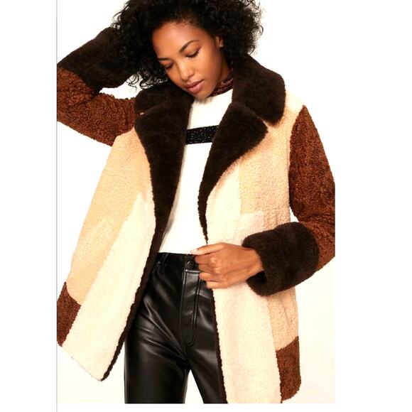 A.L.C Women's Brown Button Front Stefan Faux Fur Stanley Coat Size Medium - Picture 1 of 14